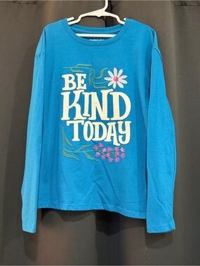 Be Kind Today Long-Sleeve Graphic Tee - Turquoise